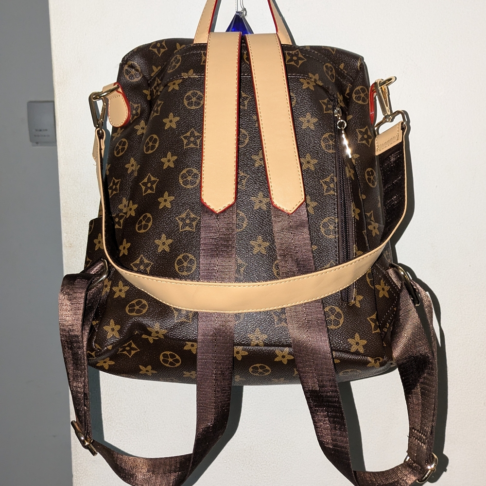 Brown Patterned Backpack - image 3